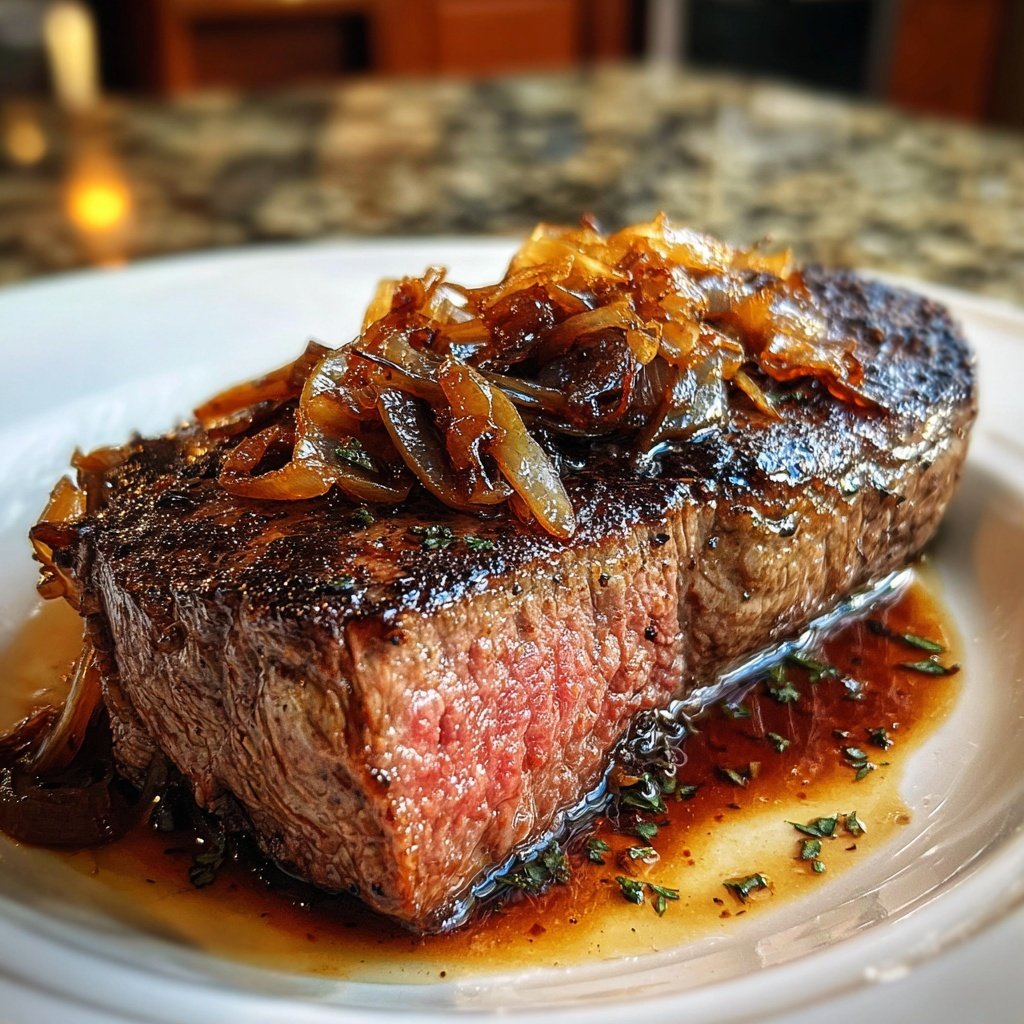 Steak with Balsamic Shallots