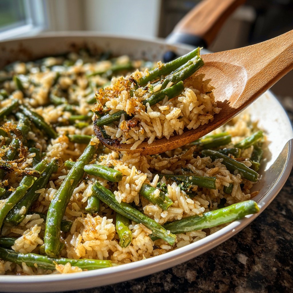 Garlic Butter Green Bean Rice Skillet