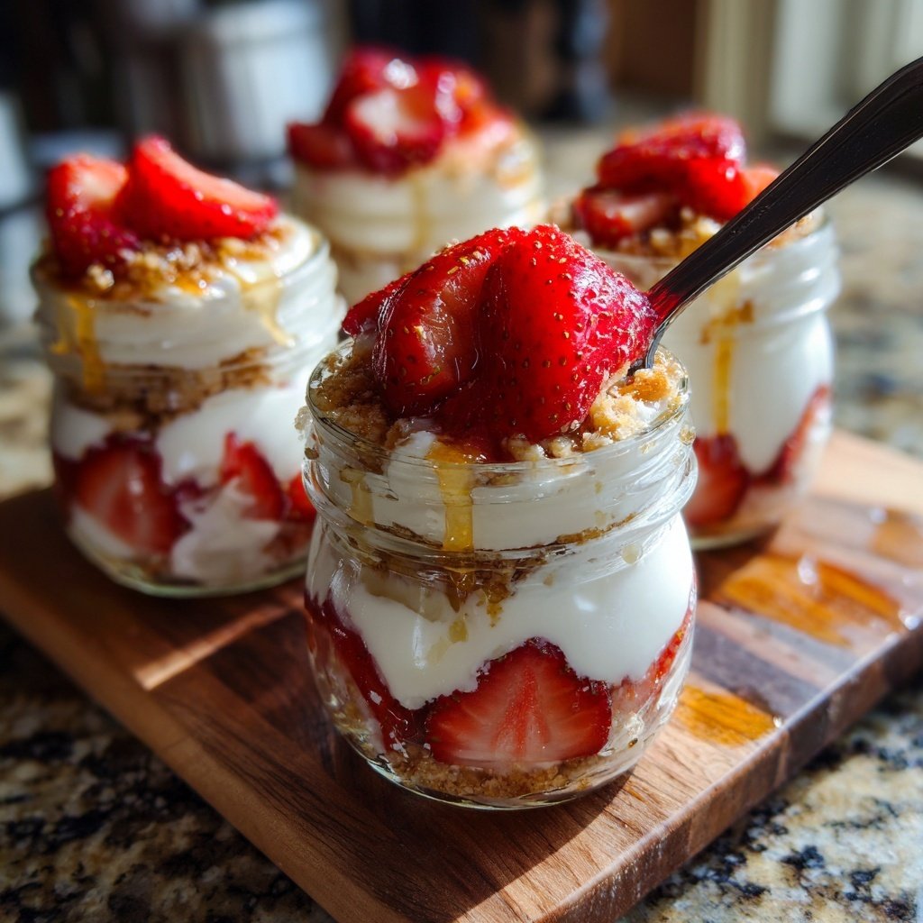 Strawberry Vanilla Yogurt Breakfast Jars