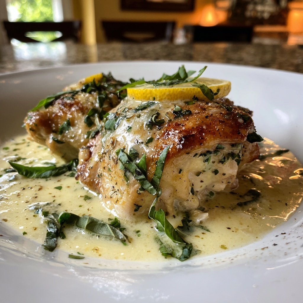 Creamy Lemon Basil Chicken Thighs