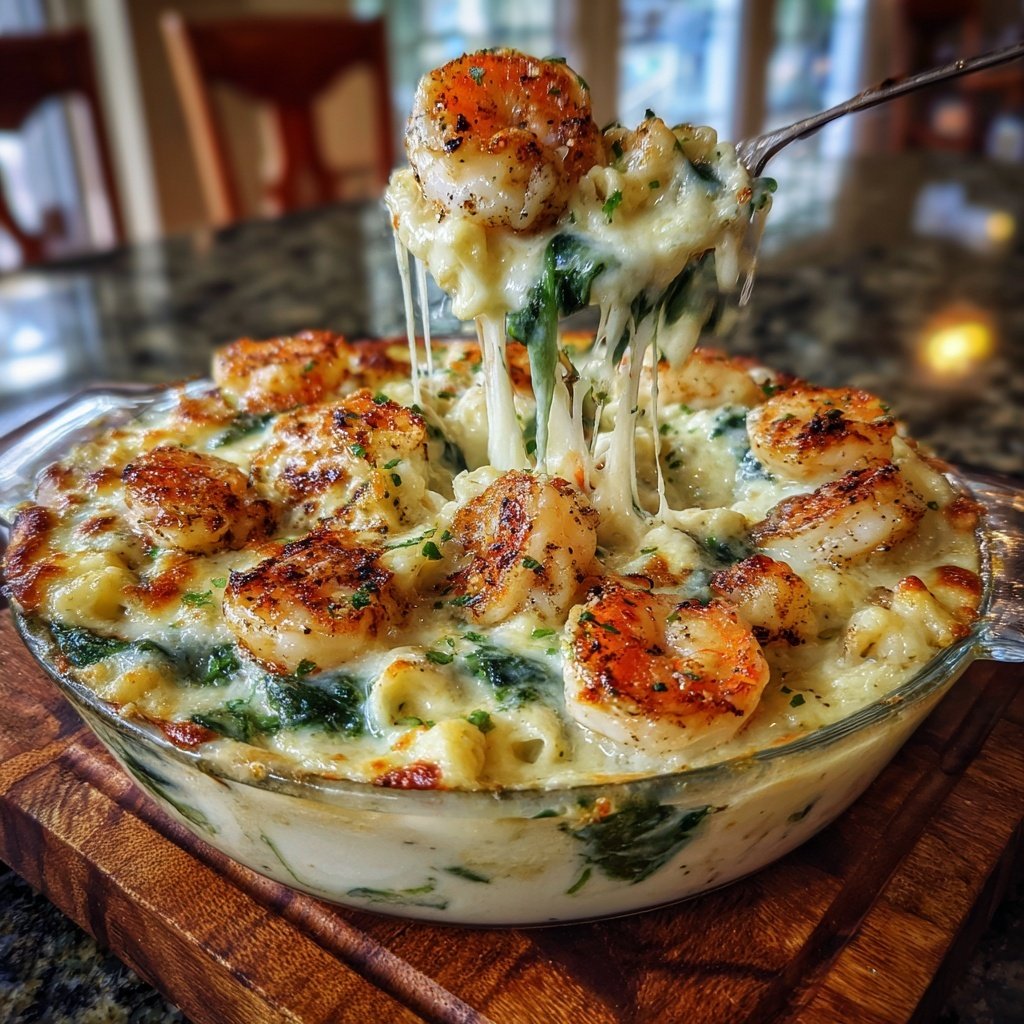 Shrimp Spinach Alfredo Bake