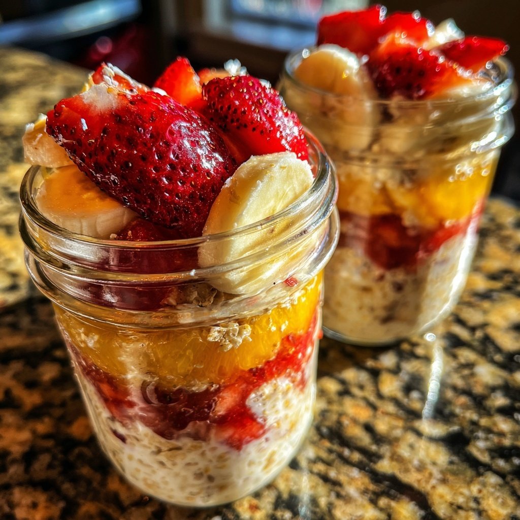 Strawberry Banana Breakfast Jars