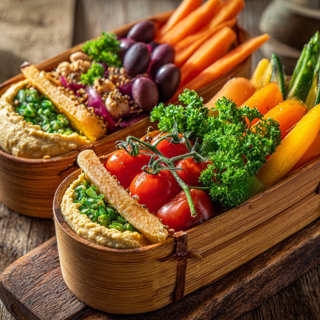 Healthy Lunch Hummus Veggie Bento Box