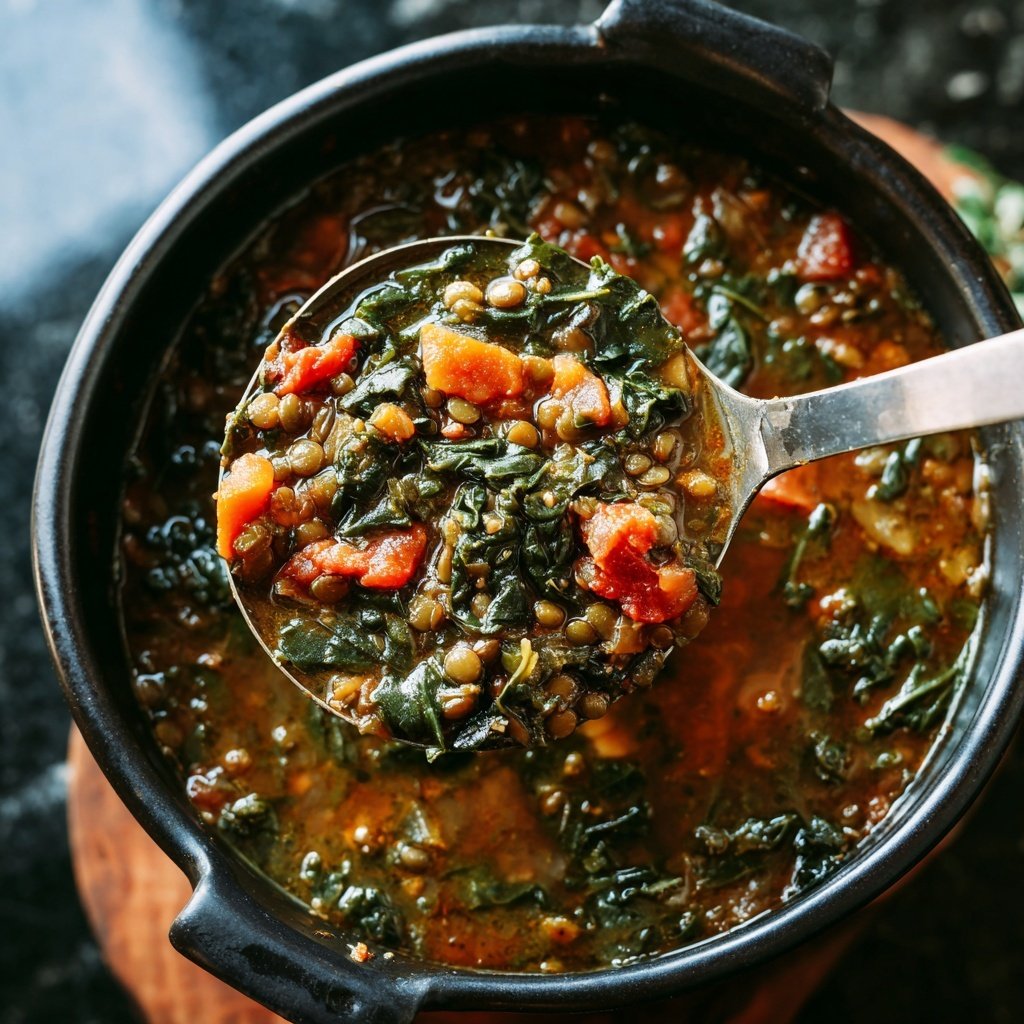 Healthy Crockpot Spinach Lentil Soup