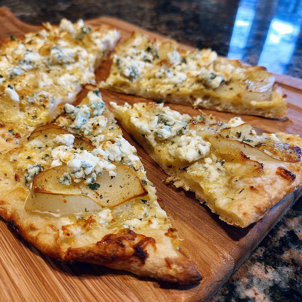 Flammkuchen with Pear and Blue Cheese