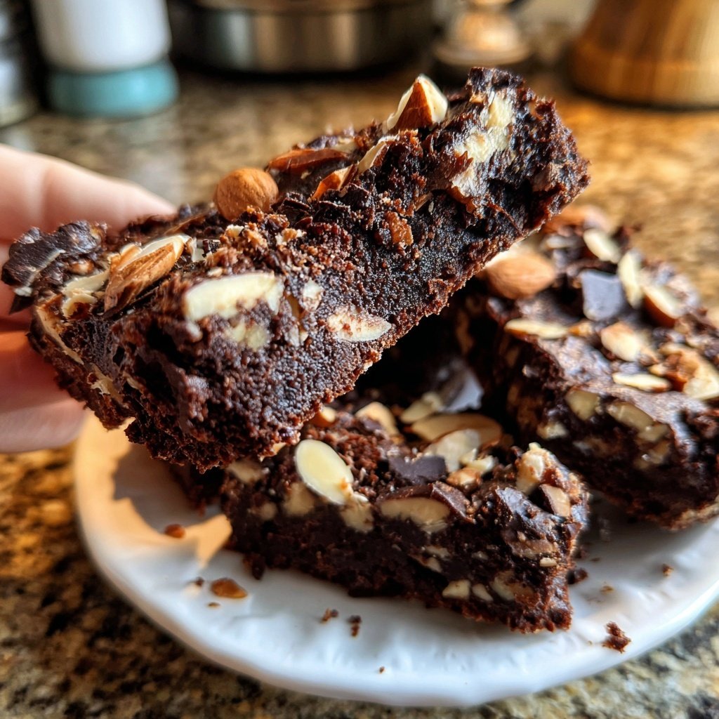 Cottage Cheese Brownies with Chopped Almonds