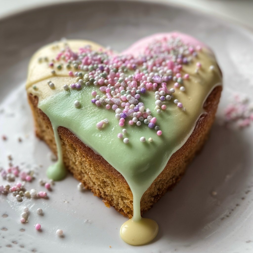 Mini Heart Cake with Pistachio Vanilla Frosting