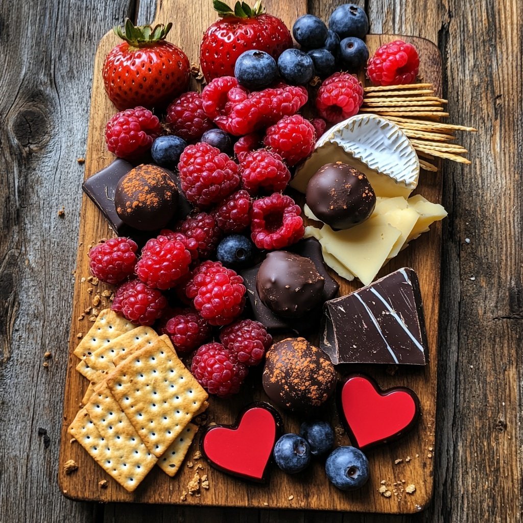 Valentines Charcuterie Board with Chocolate Truffles