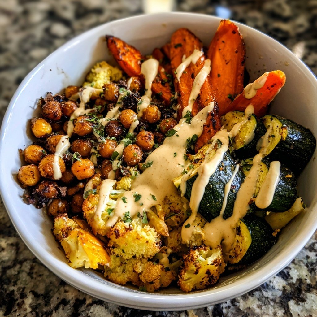 Healthy Dinner Roasted Veggie Tahini Bowl