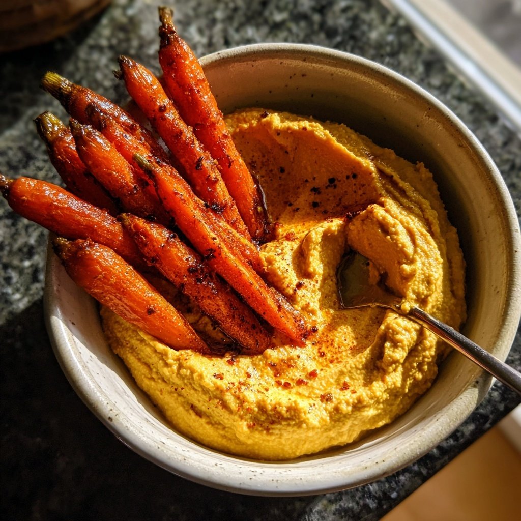 Healthy Lunch Roasted Carrot Hummus Bowl