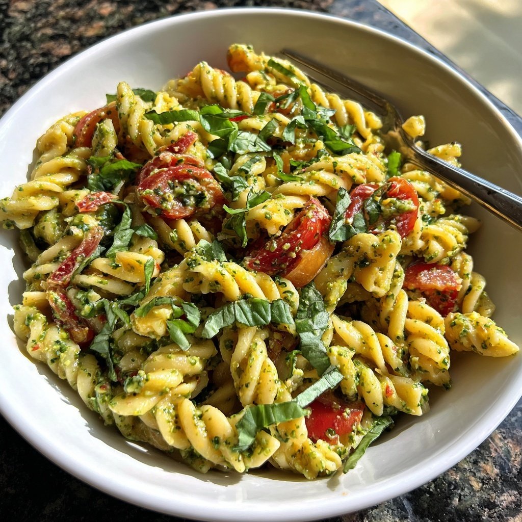 Healthy Lunch Chickpea Pesto Pasta Salad